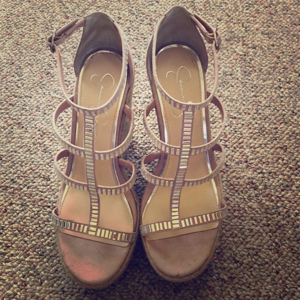 Sparkly wedge shoes